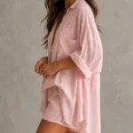 Cotton-Linen Shirt & Shorts Set view 3