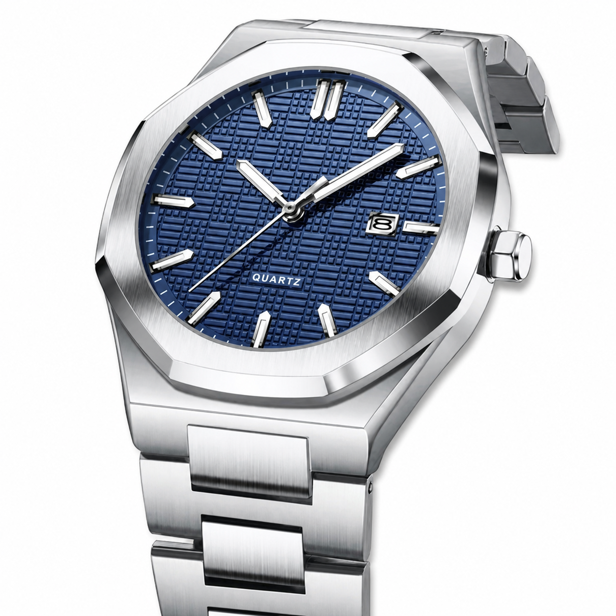 Stainless Steel Blue Dial Quartz Watch view 4