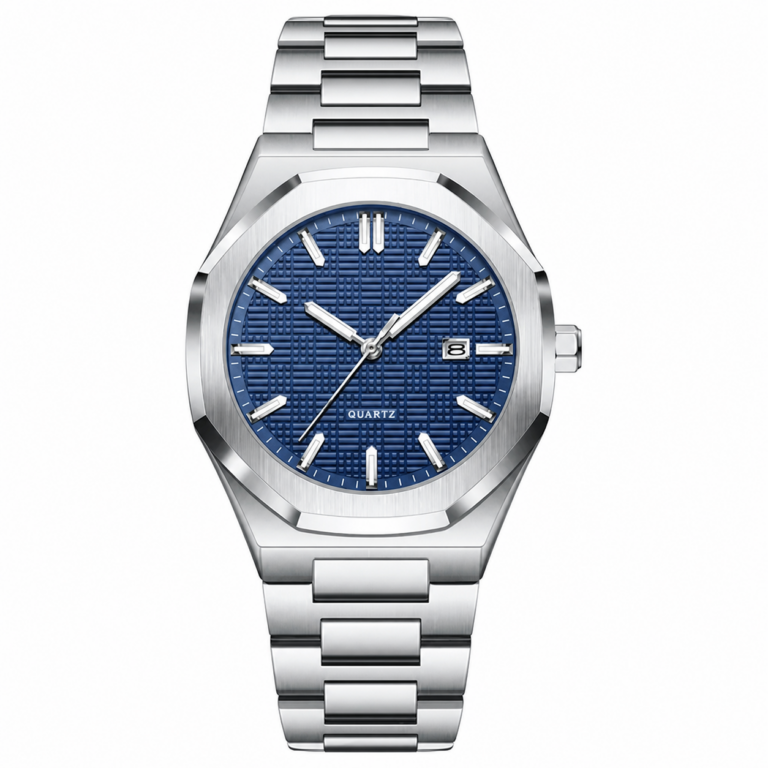 Stainless Steel Blue Dial Quartz Watch