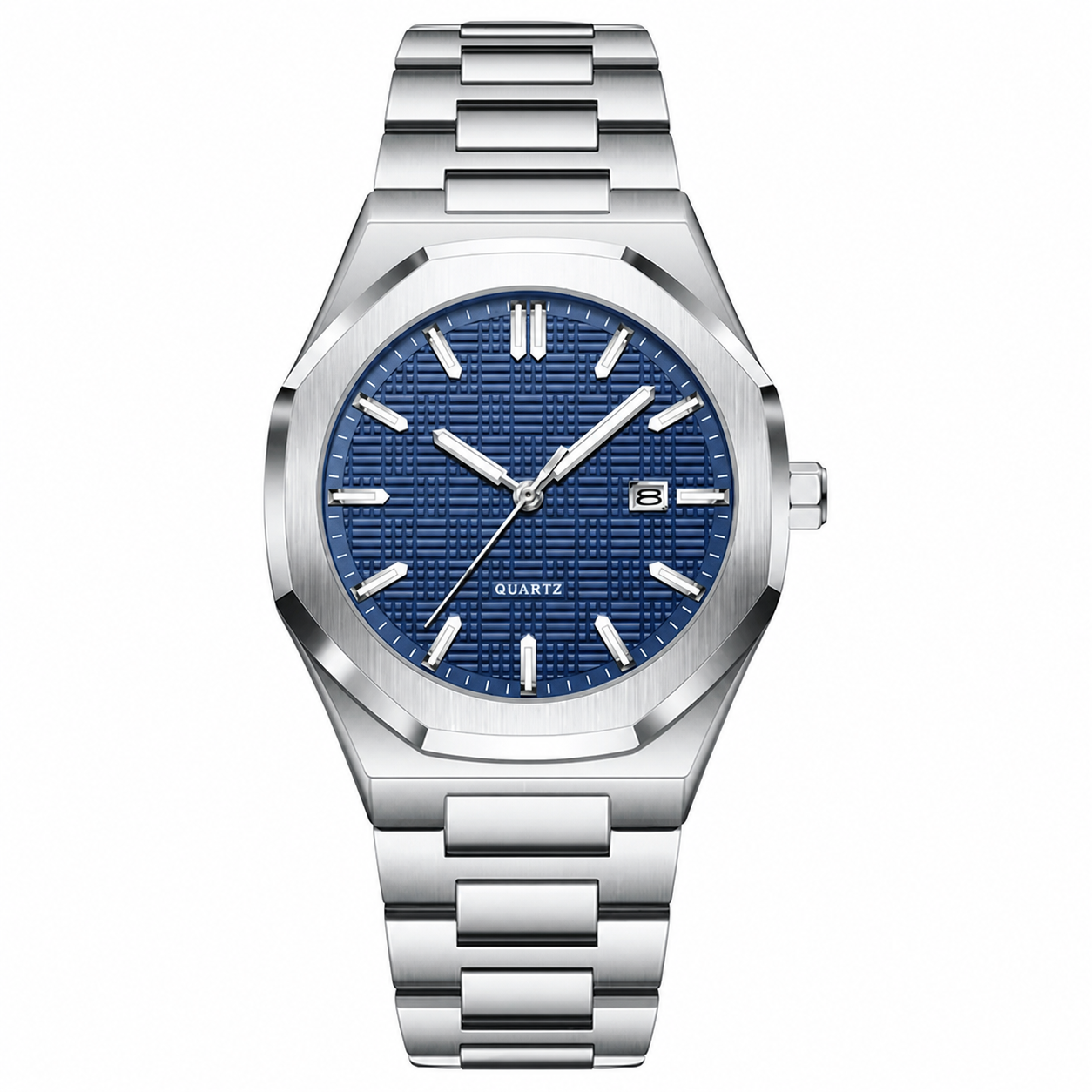 Stainless Steel Blue Dial Quartz Watch