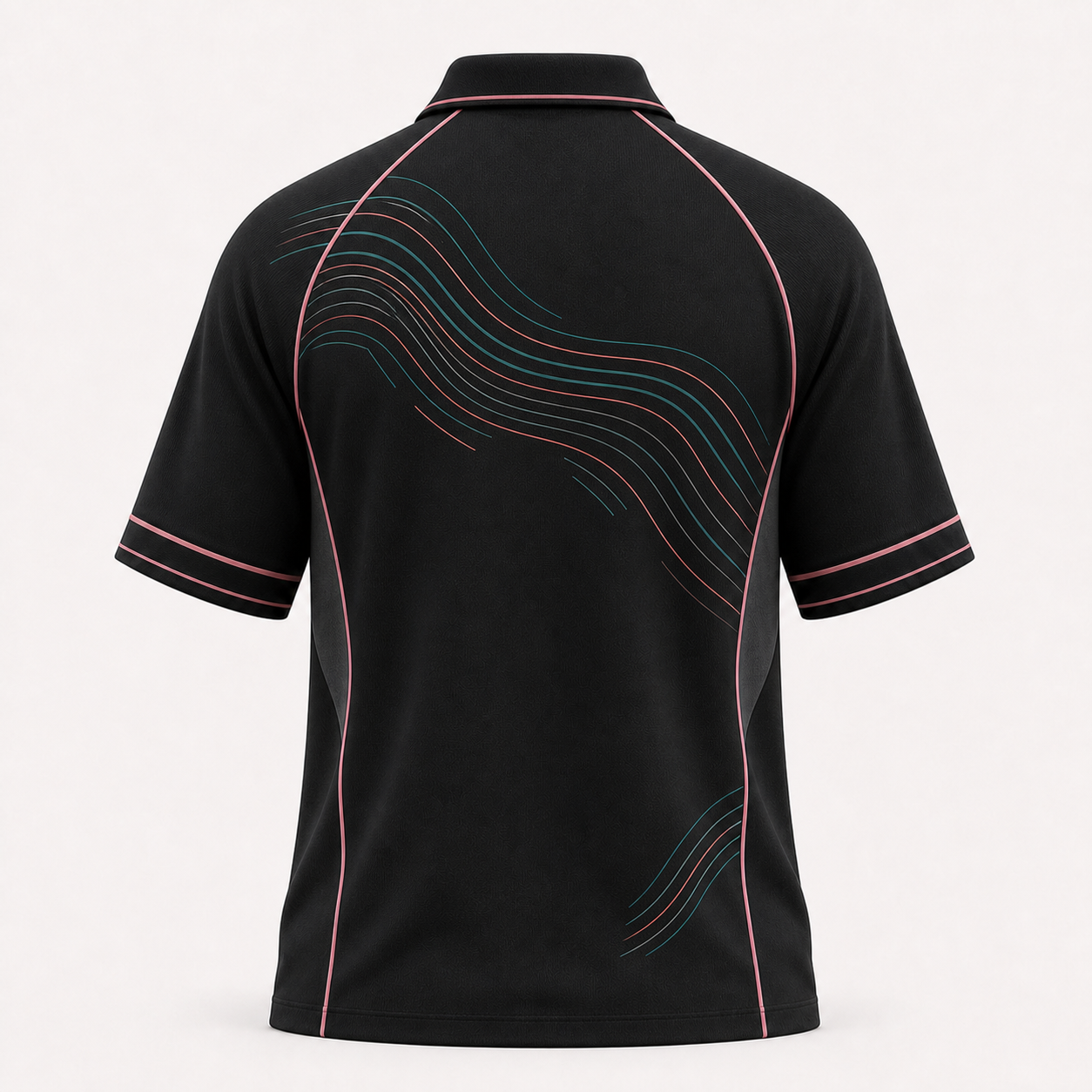 Abstract Wave Jersey Polo view 4
