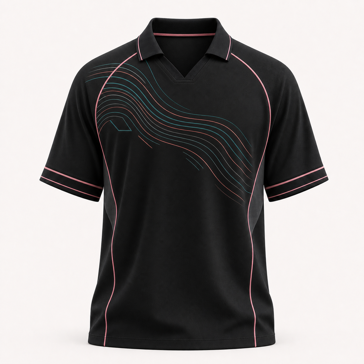 Abstract Wave Jersey Polo view 3