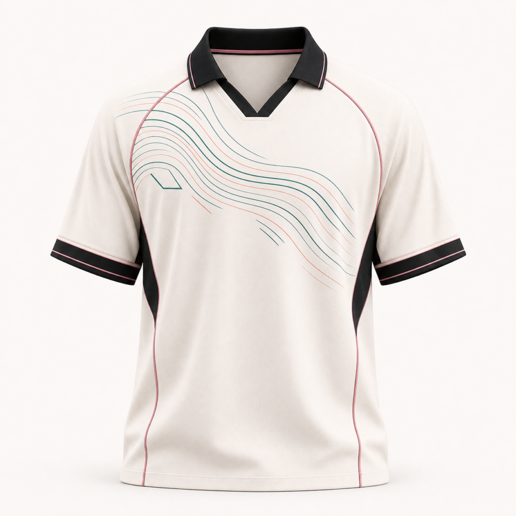 Abstract Wave Jersey Polo