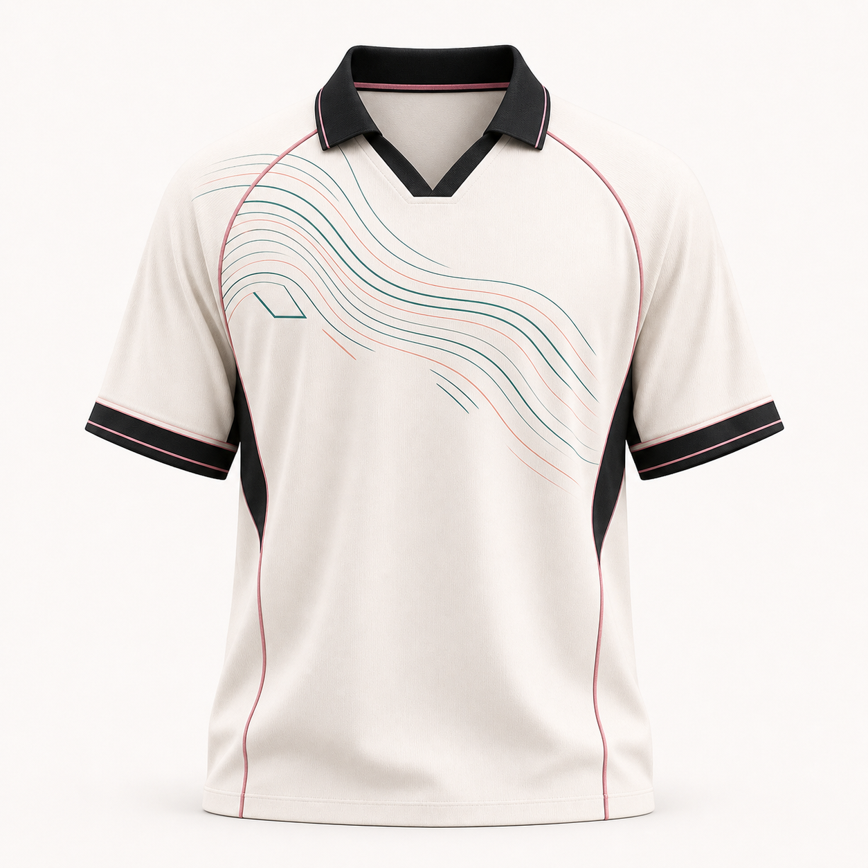 Abstract Wave Jersey Polo