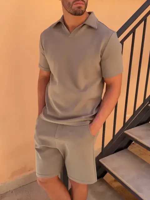 Men’s Jersey Open-Collar Top