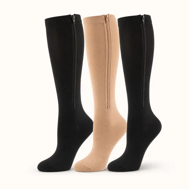 Zippered Knee-High Compression Socks